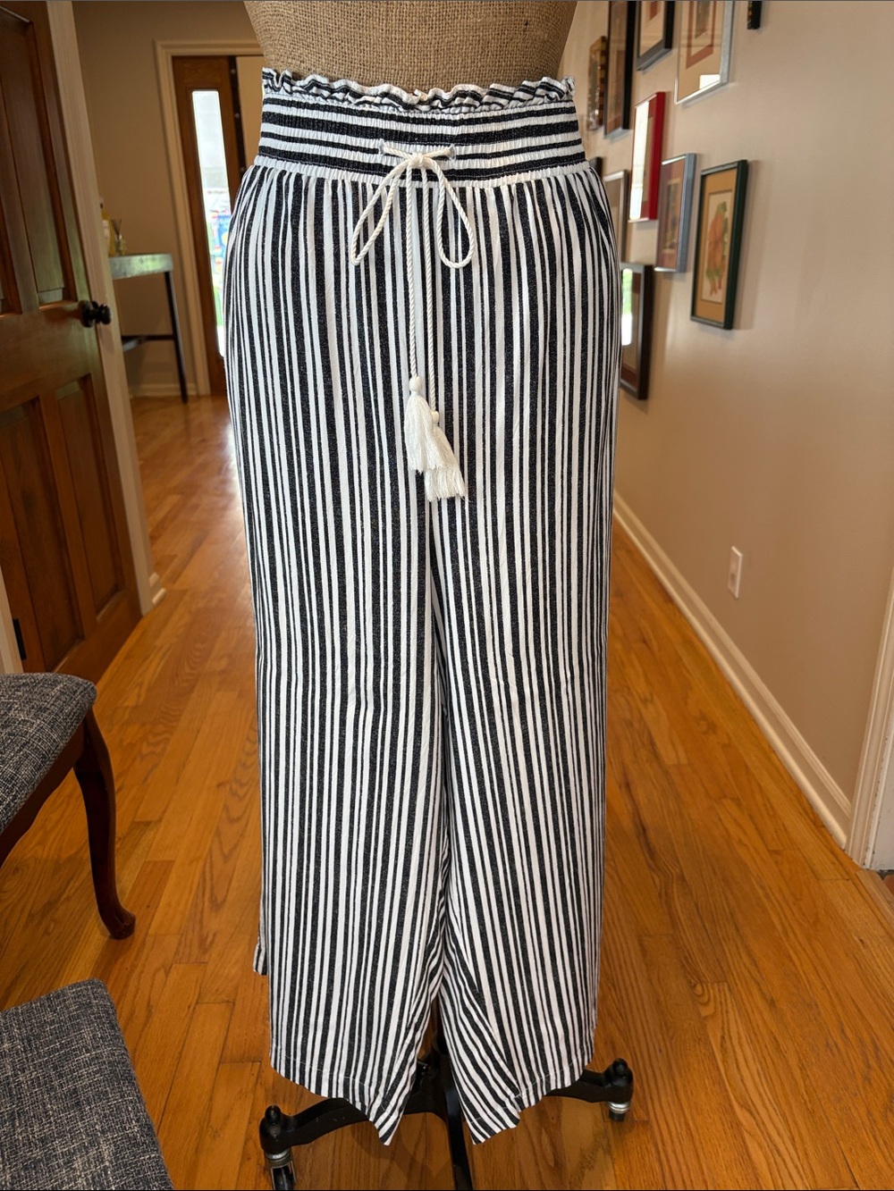 Terra & Sky Black and White Striped Wide Leg Pants